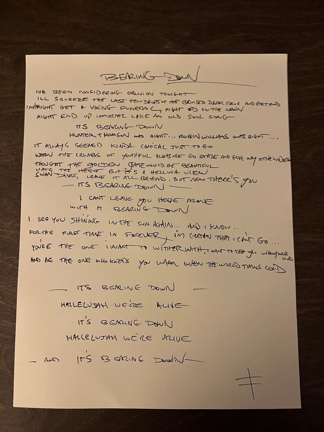 Handwritten Lyrics - 