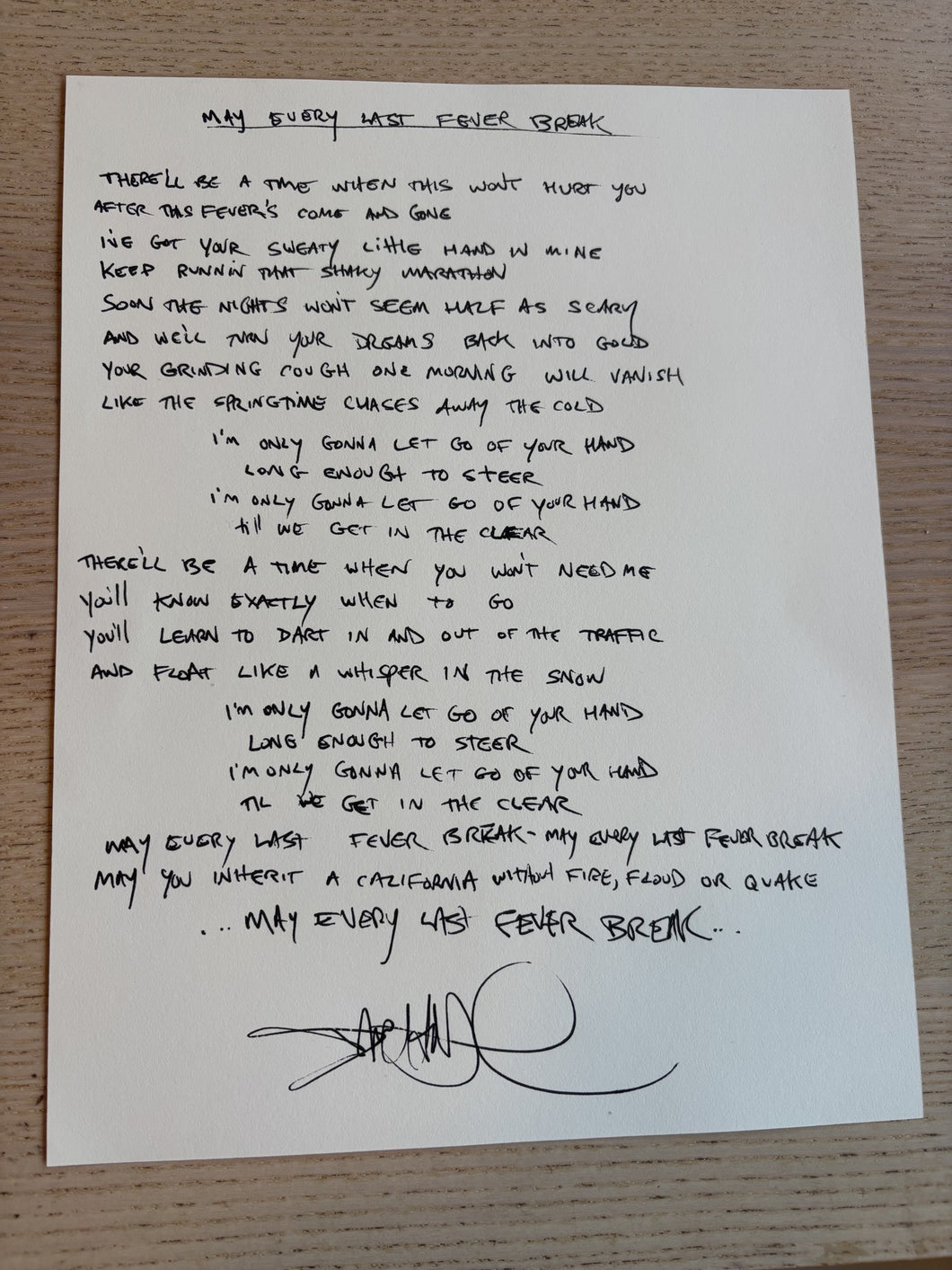 Handwritten Lyrics - 