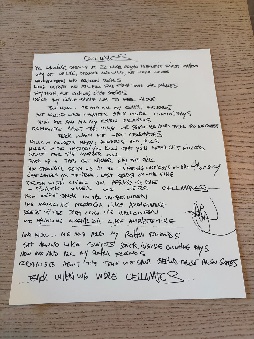 Handwritten Lyrics - 
